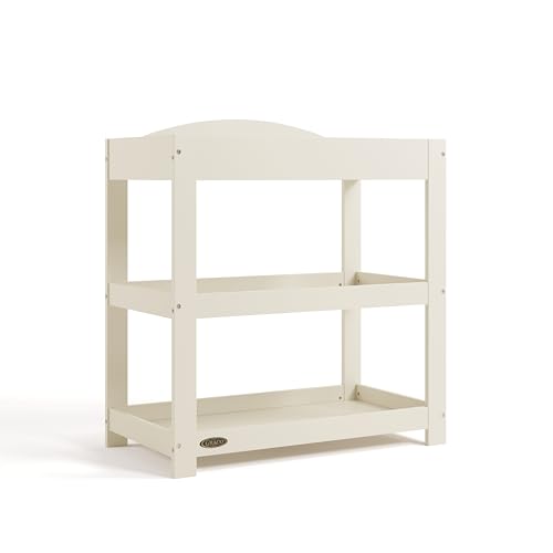 Image of Graco Customizable Changing Table with Water-Resistant Changing Pad (Frosted Oat) - Customizable Modern Flat or Classic Arched Headboard, Changing Pad Included