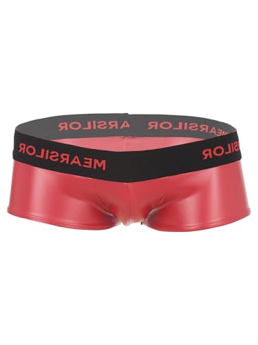 Men's Metallic Leather Boxer Shorts Hot Pants Low Rise Hipster Swim Trunks