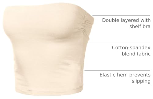 Image of Women's Shapewear Tube Tops Strapless Ruched Built-in Shelf Bra Casual