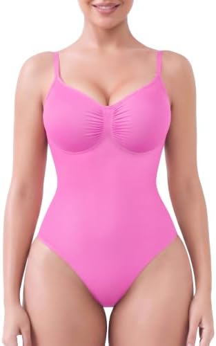 SHAPERX Women's Tummy Control Shapewear Thong Bodysuit Seamless Waist Snatching Body Shaper