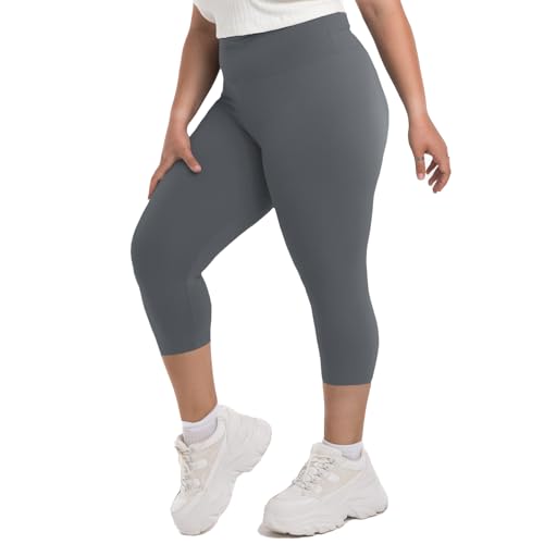 Image of SINOPHANT Plus Size Leggings for Women, High Waisted Tummy Control Buttery Super Soft Black Yoga Pants for Workout Running