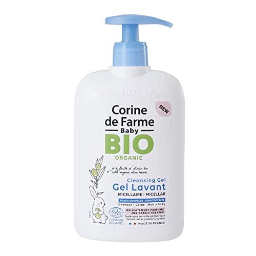 Corine de Farme - Gel Micelar Perfumado para Cuerpo y Cabello Bebé - Fórmula con Extracto de Hoja de Olivo Ecológico - Cosmético Natural - Pieles Sensibles - 500ml