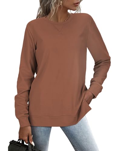 RIROW Damen Pullover Lässig Langarmshirt Elegant Herbst Winter Rundhals...