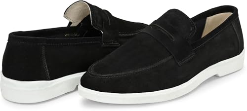 Image of Men Suede Leather Loafers with Bow - Cushioned Comfort, Durable Sole & Everyday Luxury