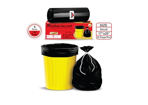 Shalimar Premium (Lavender Fragrance) Scented Garbage Bags | Small 17 X 19 Inches | 180 Bags (30 Bags X 6 Rolls) | Dustbin Bag/Trash Bag | (Black) - Perforated Box for Easy Dispensing