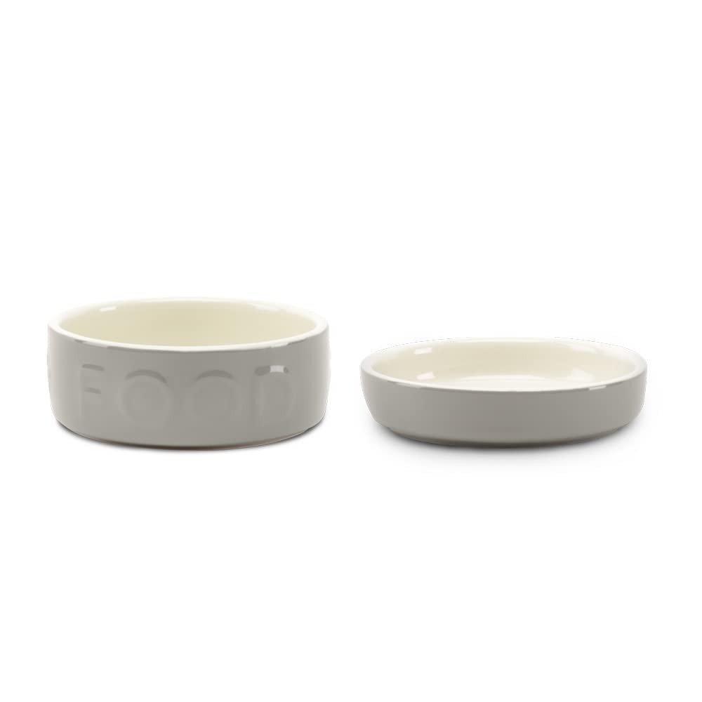 Scruffs Classic 2 Piece Cat Food & Saucer Set - Grey