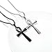 JKJF 2 Pcs Coptic Ankh Cross Pendant Necklace Ancient Egyptian Religious Cross Pendant Chain Necklace Cool Stainless Steel Pendant Necklace Goth Punk Rock Hip Hop Necklace for Men - Black Silver