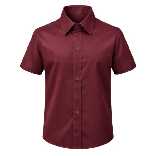 Image of Lilax Boys Classic Short Sleeve Button Down Casual Solid Dress Shirt