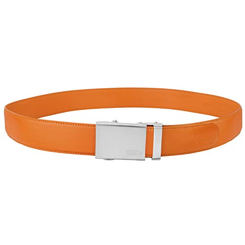 Image of Falari Men Unisex Genuine Leather Ratchet Dress and Casual Belt, Automatic Sliding Buckle, Trim to Fit
