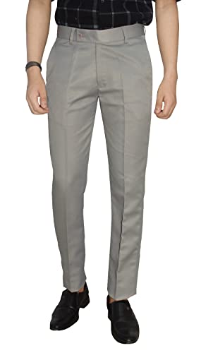 Image of KUNDAN Slim Fit Men Light Beige Polyester Viscose Blend Trousers