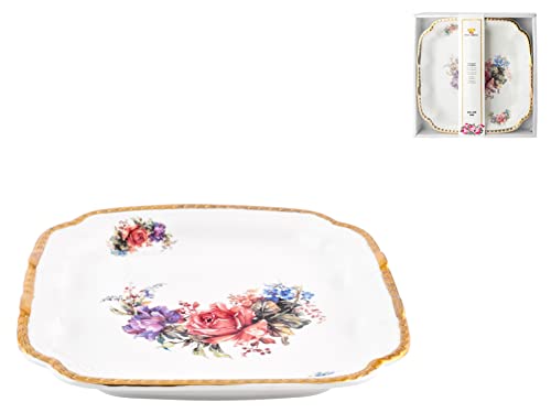 ROYAL NORFOLK 8908700 Centre de Table décoratif Fleurs Rose, Porcelaine, 22 x 3 H, Porcelain