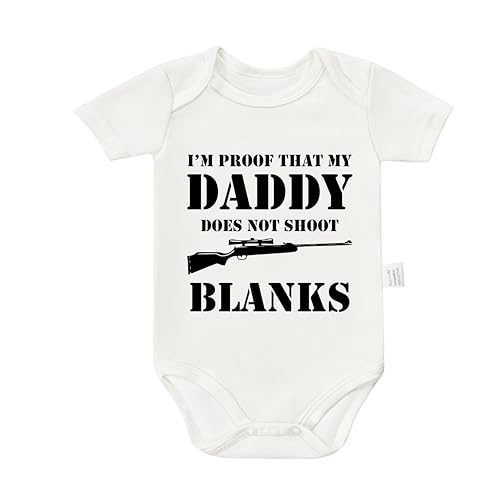 I'm Proof That My Daddy Does Not Shot Blanks Bodysuits, Boys Girls Cotton Romper Short Sleeve Jumpsuit Outfits 0-24 Months
