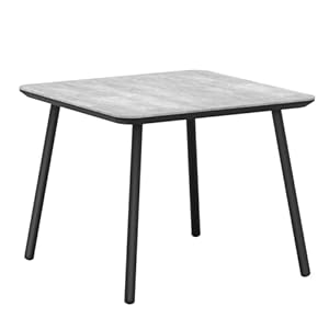 C-Hopetree Square Metal Outdoor Dining Table for Outside Patio, Marble Look Top C Hopetree Square Metal Outdoor Dining Table for Outside Patio Marble Look Top