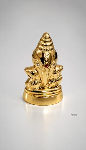 Image of Ganesh Idol for Home Decor & Car Dashboard | Ganesh Ji Murti Decorative Showpiece for Home Decor | Pooja Room & Office Desk (Golden)