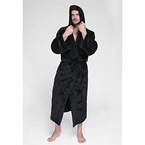 Plus Size Bathrobes Men Hooded Robe Winter Long Sleeve Plush Men's Morning Gown2