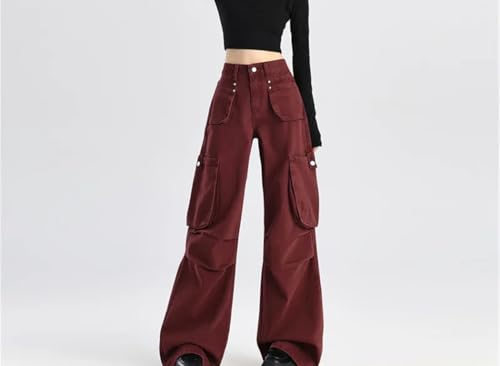 Women Side Pockets Cargo Jeans Loose Wide Leg Denim Pants Streetwear Hip Hop Casual Trousers2
