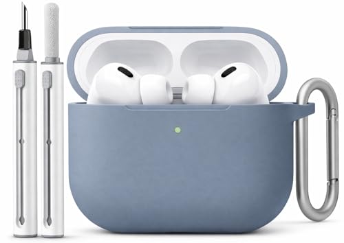 Image of Meyaar for AirPods Pro 3 Case 2025 with Cleaner Kit,Soft Silicone Protective Cases for Apple AirPods Pro 3rd Generation Case for Women Men,AirPod Pro 3 Cases Cover with Keychain (Slate Blue)