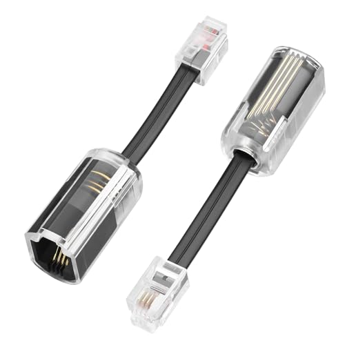 Dargkwn 2 Pezzi Adattatore Girevole RJ9 4P4C 360°, Districatore, Rotante Telefono Fisso Cavo Antigroviglio, Accessorio per Telefono Fisso Ufficio o Casa