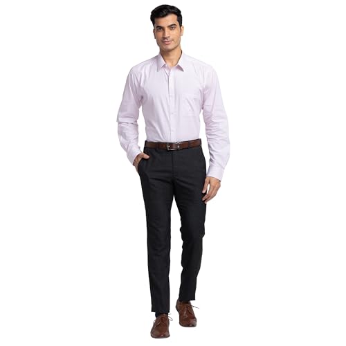 Image of Raymond Men's Pure Cotton Stripe Pattern Slim Fit Semi Cutaway Collar Full Sleeve Formal Shirt