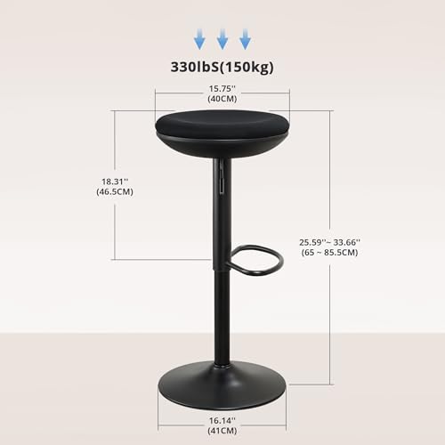Image of IWMH Standing Desk Stool, Ergonomic Adjustable Height Office Chair, Round 360 Swivel Sit Perching Stool Without Backrest for Bedroom, Kitchen, Living Room (Black*2)