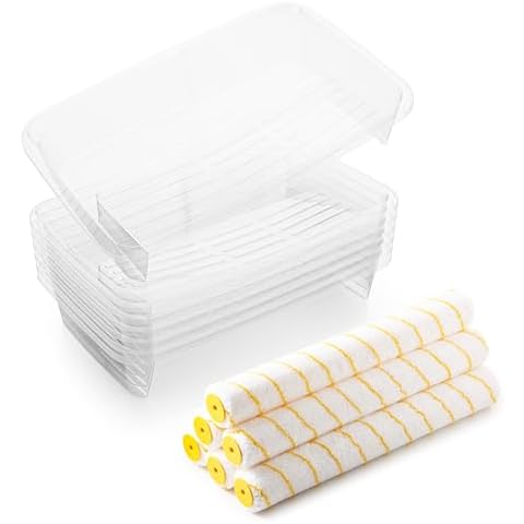 VOOMEY 7 Pcs 18 Inch Paint Tray Liners,6 Pcs 18 Inch Roller Covers, Large Paint Roller Sleeves for Wall, Ceiling, Painters, Painting Surfaces. Cover