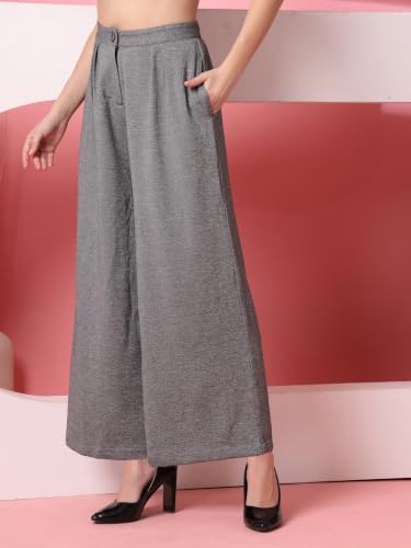 Image of FYLTR Women's Stretchable High Waist Wide-Leg Front Pleated Formal Trouser