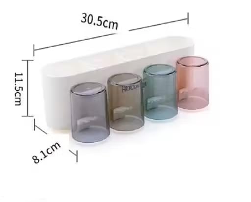 Image of Wall Mounted Toothbrush Holder with Magnetic Cups Bathroom Toothbrush Organizer 4 Section Multi Compartment Dustproof Brush Holder BPA Free Bathroom Storage Organizer Cup Design (Pack of 4)