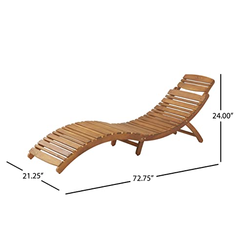 Christopher Knight Home Lahaina Wood Outdoor Chaise Lounge Set, 2-Pcs Set, Natural Yellow - Image 3