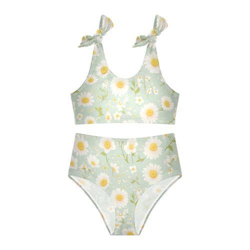 KLL Polka Dots and Tender Chamomile Flowers Girl Two Pieces Bikini Sets Scoop Neck Swimsuits Swimwear Cute Shoulder Strap3