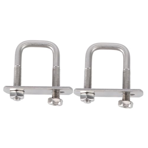 Unomor 2pcs Stainless Steel U-Shaped Right-Angle Bolts and Square Clamps for Hose Connections Screw Dampers for Automotive Industrial and Home Applications