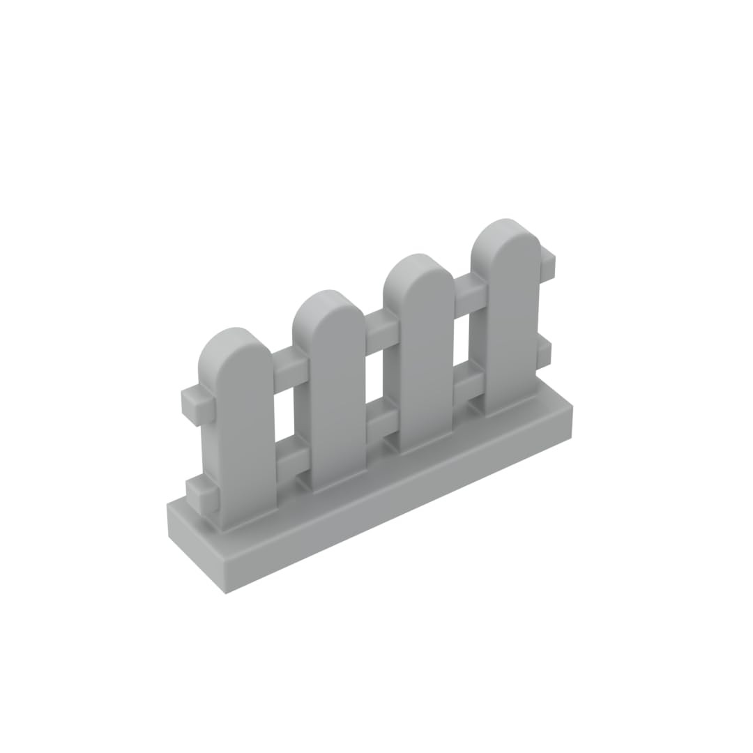 33303 Ornaments Picket Fence 1x4x2 50 Pieces GDS-1177 Compatible with Lego Building Blocks Color:Light Bluish Gray — image 1