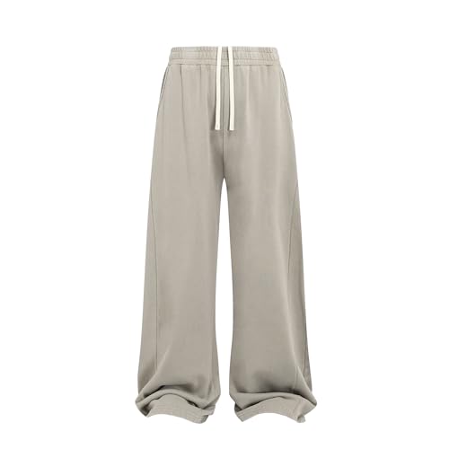 Mens Acid Wash Baggy Sweatpants Casual Wide Leg Sweatpants Drawstring Elastic Waist Pants Loose Pants with Pockets