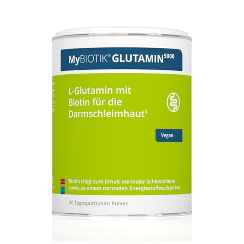 MyBIOTIK®GLUTAMIN5000 I made by nutrimmun I Für 30 Tage I Hochdosiert I 5g L-Glutamin I Biotin I Pulver I Ohne Zusatzstoffe I Vegan I Glutenfrei I Laktosefrei I Laborgeprüft