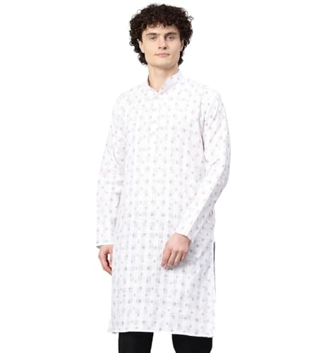 Image of Majestic Man Men's Cotton Regular Fit Ethnic Motifs Printed Long Kurta