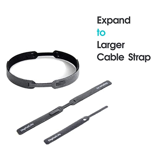 DigitalLife Reusable Cable Straps Ties for MIDI Audio Adapters Management - 120x12mm, Black, 10pcs