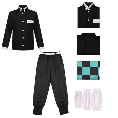 Rarashik Anime Cosplay Costume Mens Kimono Outfit Halloween party costume (S, Tanjirou)