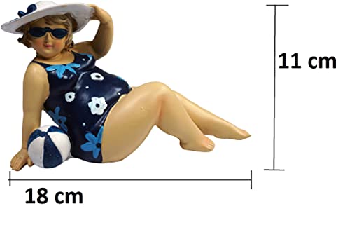khevga Strandfigur Deko entspannte Dame - Maritime Deko aus Polyresin (18 x...
