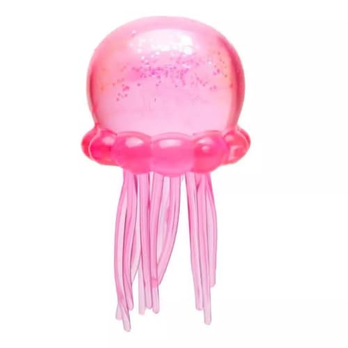 Sparkling Jellyfish Sensory Stress Relief Tool with Flexible Tentacles - Premium Soft TPR Hand Squeezer for Focus & Relaxation - Aesthetic Shimmering Desk Gadget & Adult Anxiety Solution (pink)