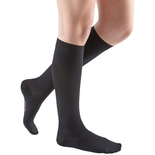 Image of Mediven Women's Comfort Knee High 15-20mmHg Semi-Sheer Compression Stocking | Soft graduated knee high compression stockings for women, made for daily comfort, travel, and long standing.