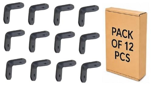 Image of Q1 Beads 12 Pack Metal 1x1 inch Heavy Duty (3 mm) L Angle Bracket Support Clamp for Wood Furniture & Metal,with 24 Screws (25x25mm,Powder Coated)