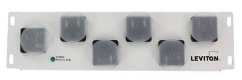 Leviton 48212-6S AC Power Surge Module with 6 NEMA Receptacles for Input: 120Vac, 50/60Hz Max Current 15Amp UL Vpr: L-N/L-G/N-G: 600Vp