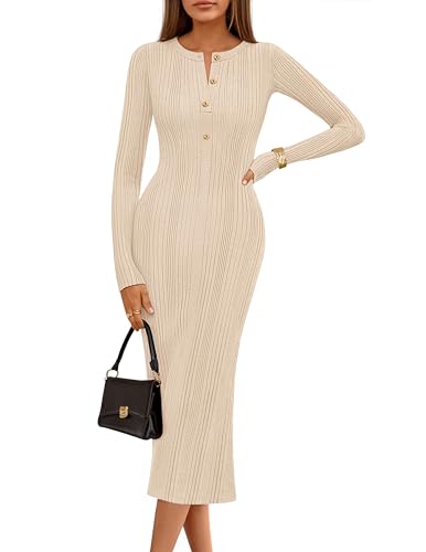 MEROKEETY Button Front Bodycon Sweater Dress
