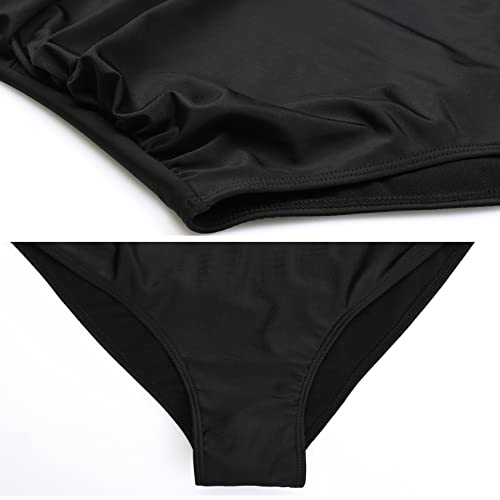 Bhome Maternity One Piece Swimsuit Halter V Neck Ruched Tummy Maternity Bathing Suit Pregnancy Swimwear Black S #TOP6