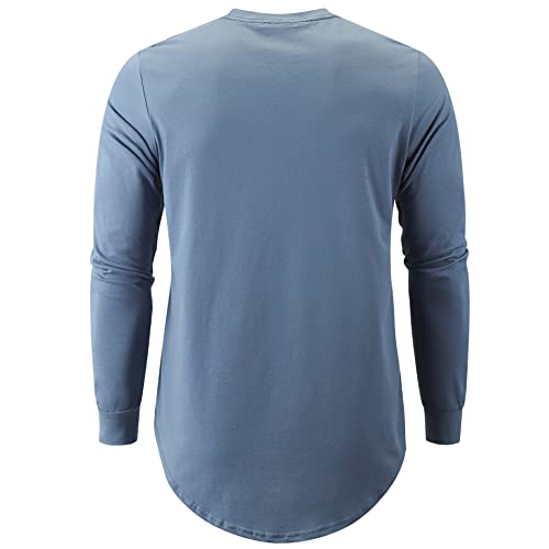Image of KLIEGOU Men's 100% Cotton Longline T-Shirt, Pre-Shrunk Soft