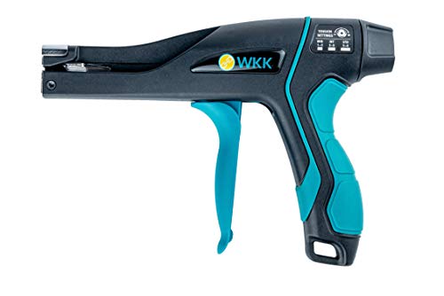 WKK Kabelbinderzange Kabelbinderspanner für Kunststoffkabelbinder von 2.5 - 4.8 mm Breite, einstellbare Spannkraft, automatisches Abtrennen des Kabelbinders, ergonomisch geformt, inkl. Ersatzklinge Cover