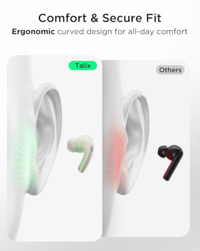 Image of TALIX T30 Noise Cancelling Earbuds with Phone Stand, Punchy Bass, 4-Mic, True Wireless Bluetooth 6.0 in Ear Headphones, 28H Playtime, IPX4(Off-White)