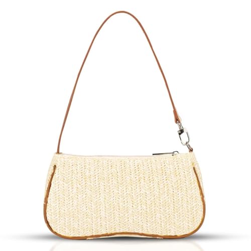 Bolso de playa tejido a mano color beige miniatura 1