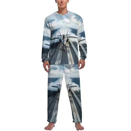 F-35 Fighter Jet U.S Air Force Men's Pajama Set Long Sleeve Sleepwear Loungewear Comfy Pj Sets