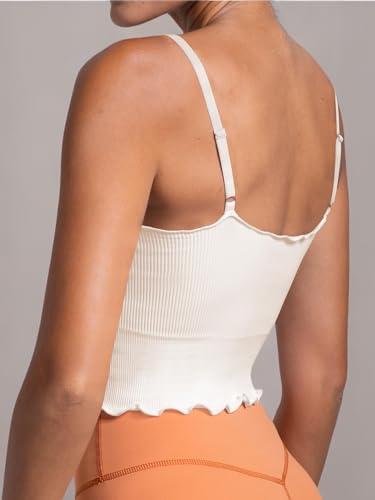 Image of Sunzel Tank Top for Women, V Neck Seamless Ribbed Crop Camisole with Ruffles