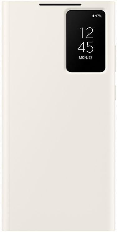 Image of Ultra-Hybrid for Samsung Galaxy S23 Ultra Smart-View Wallet Flip Case - Protective Leather Cover with Smart Screen Display, Tap Control, Slim Design, and Built-in Card Holder (White)